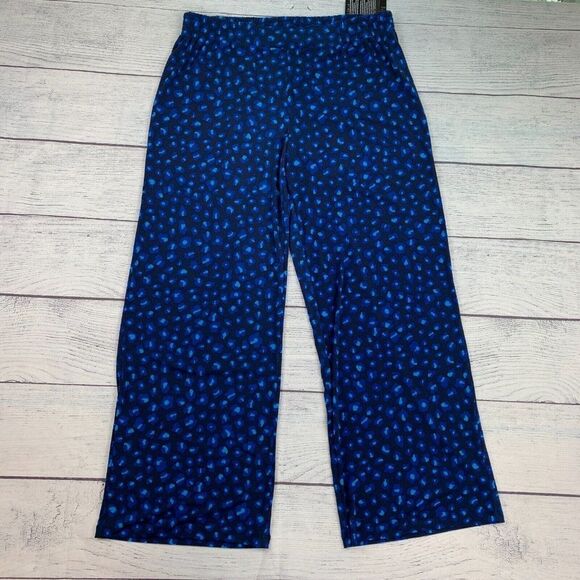 Iman sz XL Palazzo Pants Elastic Waist Pull on Blue Wide Leg 30.5" Inseam NWT - Picture 1 of 8
